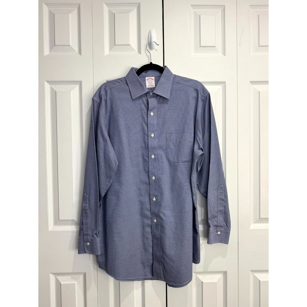 Brooks Brothers Madison Fit Non-Iron Button-Up Shirt Mens Blue White Long Sleeve